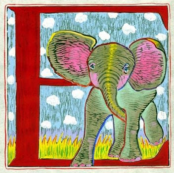 "E" is for Elephant (7 x 7)