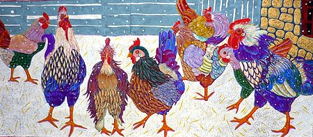 First Snow - Do chickens get cold feet? (10 3/4 x 12 1/2)