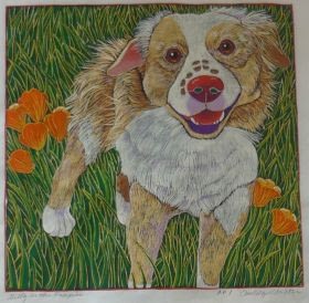 Gilly in the Poppies (12 x 12)